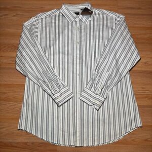 J. Ferrar White Striped Men’s XL Long Sleeve Button Down